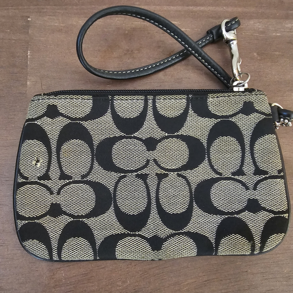 Coach Black and Tan Wristlet - Picture 3 of 5